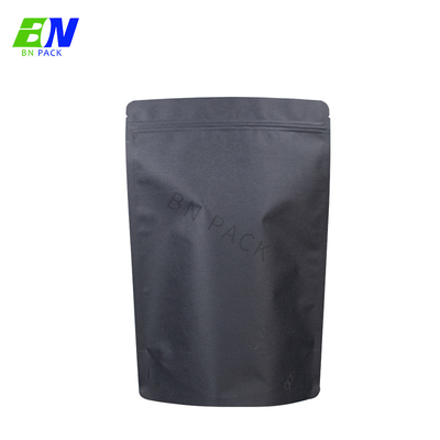 کیسه کرافت سیاه قابل بازیافت بدون چاپ که با زیپ سفارشی شده است